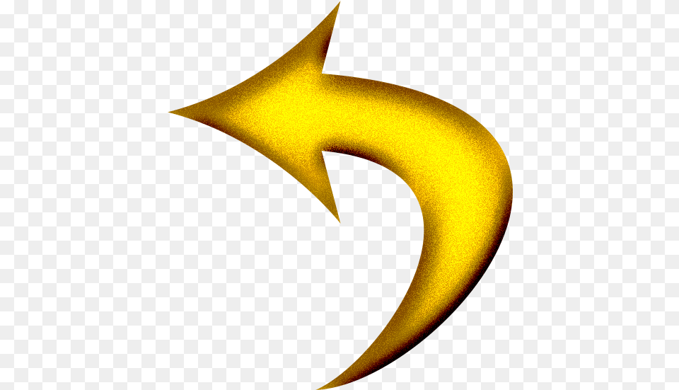 Arrow Curved Left Curved Arrow Clipart Gold, Symbol, Logo Free Png