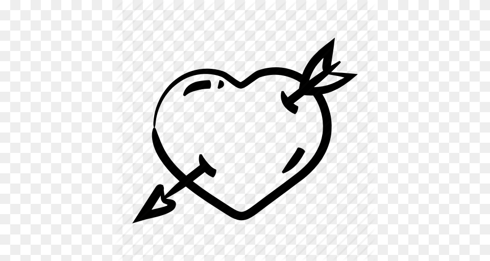 Arrow Dating Hand Drawn Heart Love Romance Struck Icon, Accessories Free Png Download