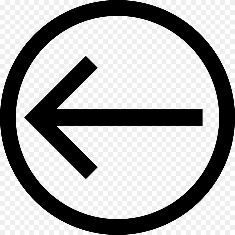 Arrow Direction To The Left Inside A Circle Outline Circle With Horizontal Line Through, Sign, Symbol, Road Sign, Disk Png Image