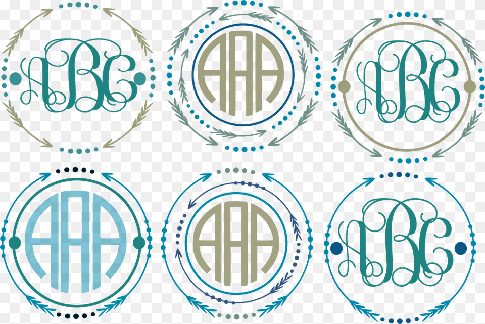 Arrow Monogram Frames Svg Cut File Svg Monogram Circle Frame, Logo, Pattern Free Png