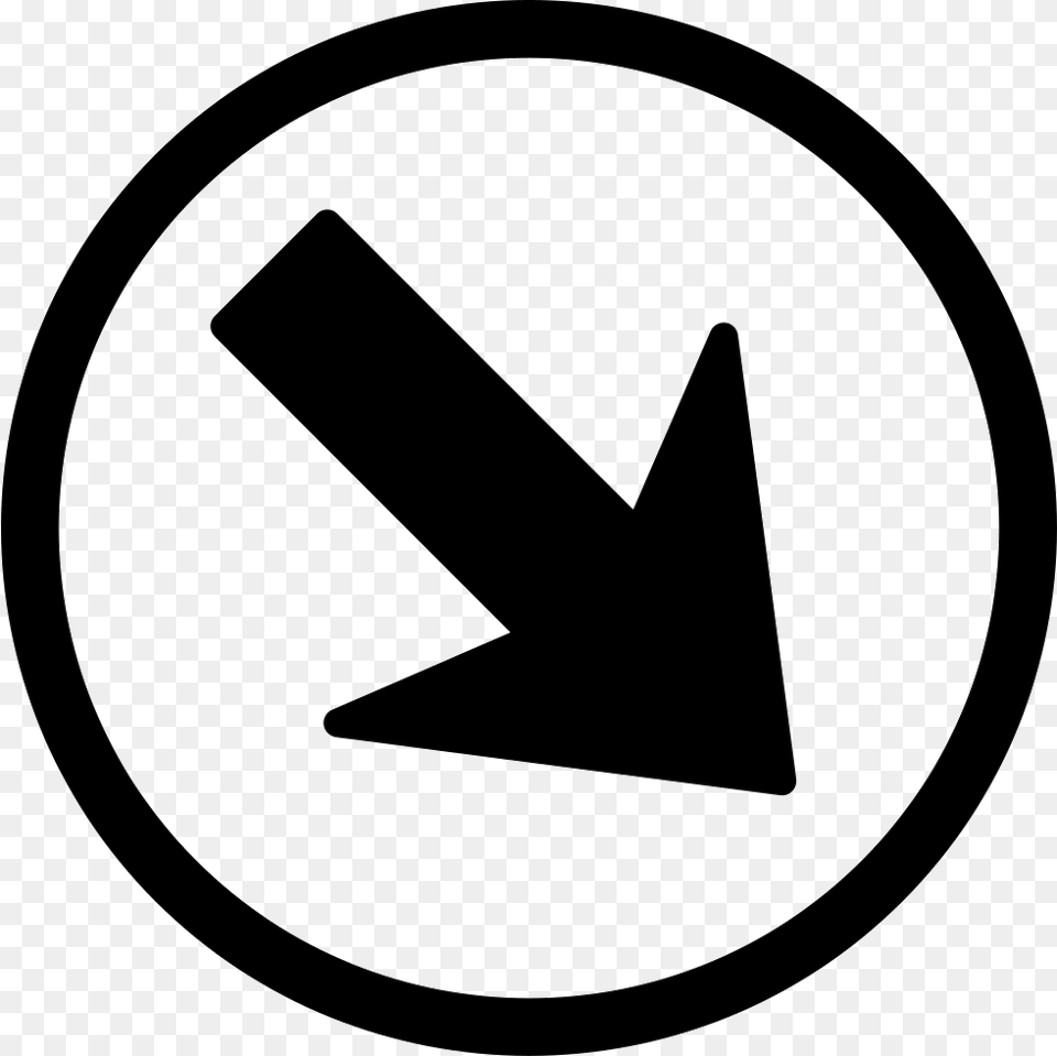 Arrow Pointing Down Right In A Circle Circle, Sign, Symbol, Disk Png Image