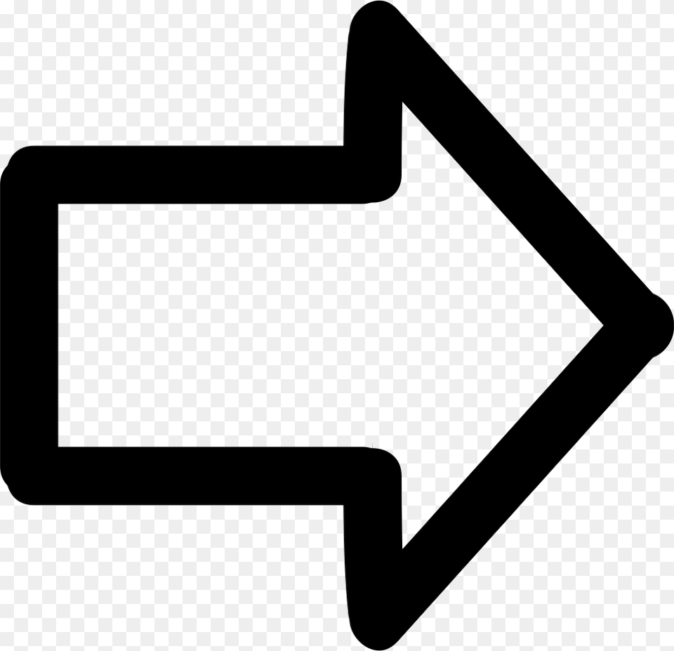 Arrow Pointing To Right Hand Drawn Symbol Icon, Sign, Road Sign Png Image