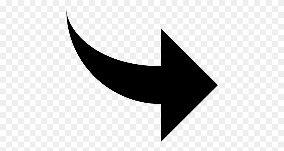 Arrow Small Curve Black Right, Gray Free Transparent Png
