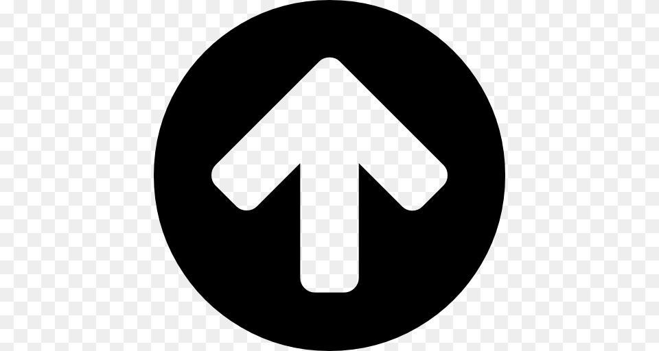 Arrow Up On A Black Circle Background, Sign, Symbol, Road Sign, Clothing Free Transparent Png