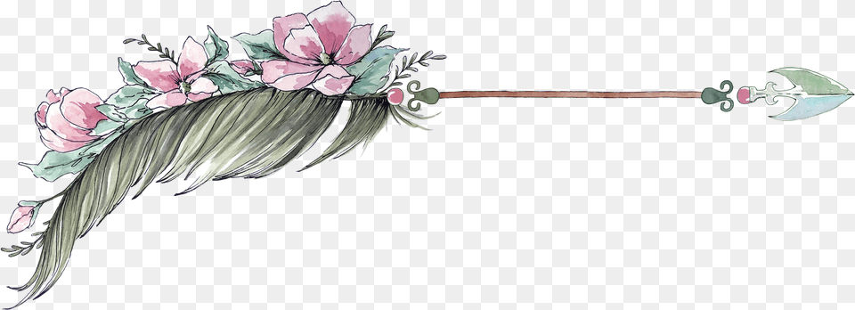 Arrow Watercolor Watercolour Boho Hipster Watercolor Boho Arrow, Weapon, Spear, Flower, Plant Free Png Download