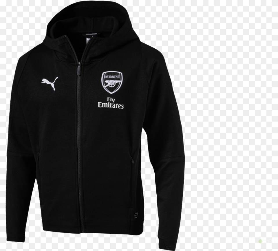 Arsenal Fc Casual Performance Hooded Jac Arsenal Black, Clothing, Sweater, Knitwear, Sweatshirt Free Png Download