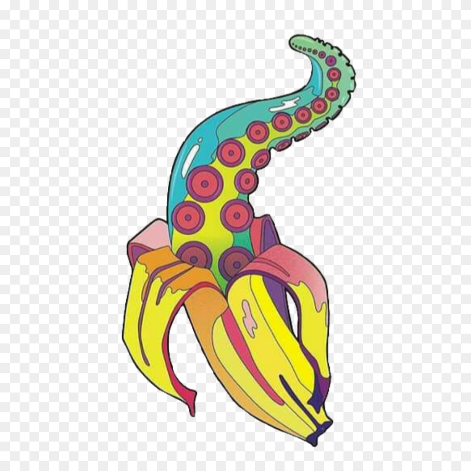 Art Bananna Tentacle Edits Popart Overlay Stickers, Banana, Food, Fruit, Plant Free Transparent Png
