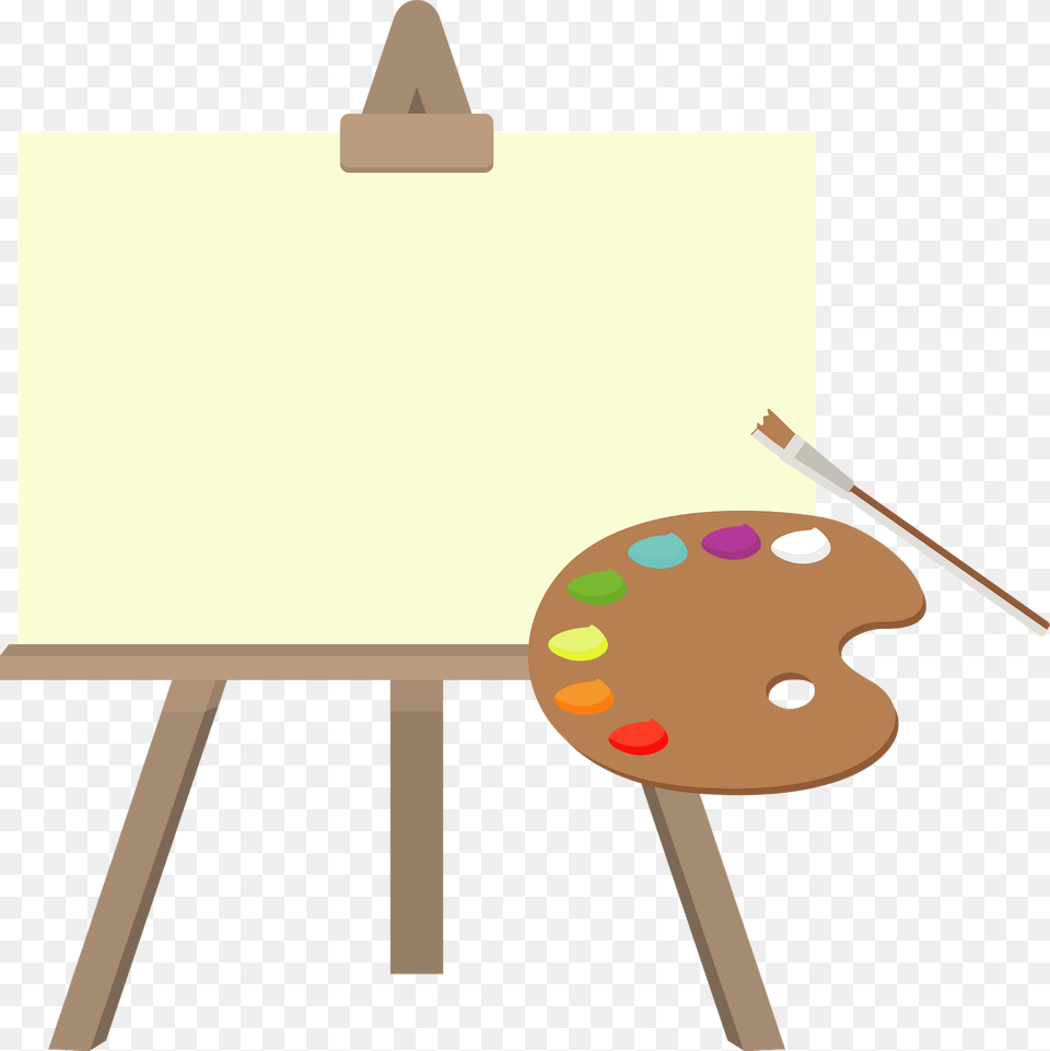 Art Canvas On An Easel And Paint Palette Clipart, White Board, Brush, Device, Tool Free Transparent Png