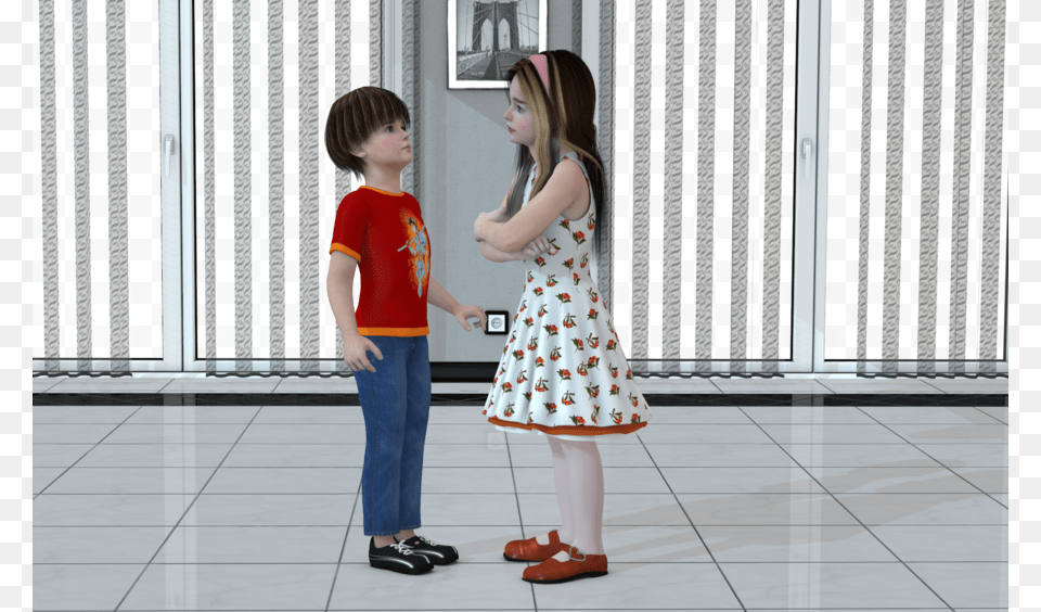 Art Clipart Sister Girl Woman Digital Art, Boy, Person, Male, Footwear Free Png