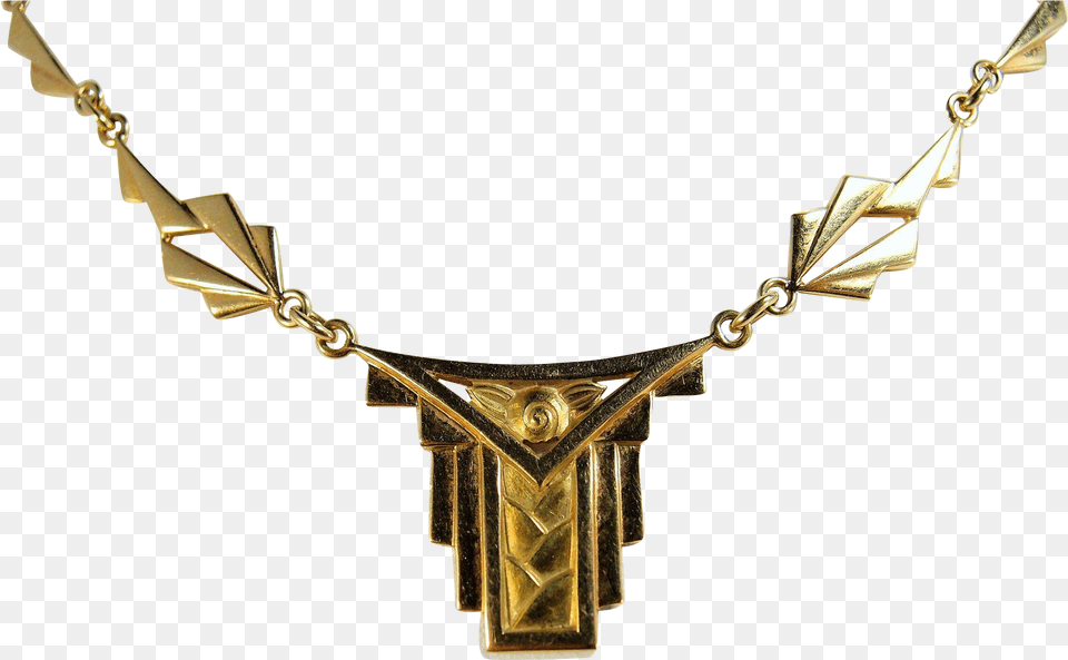 Art Deco 18k Solid Gold Necklace French Stamped Gold Choker, Accessories, Bronze, Jewelry, Diamond Png Image