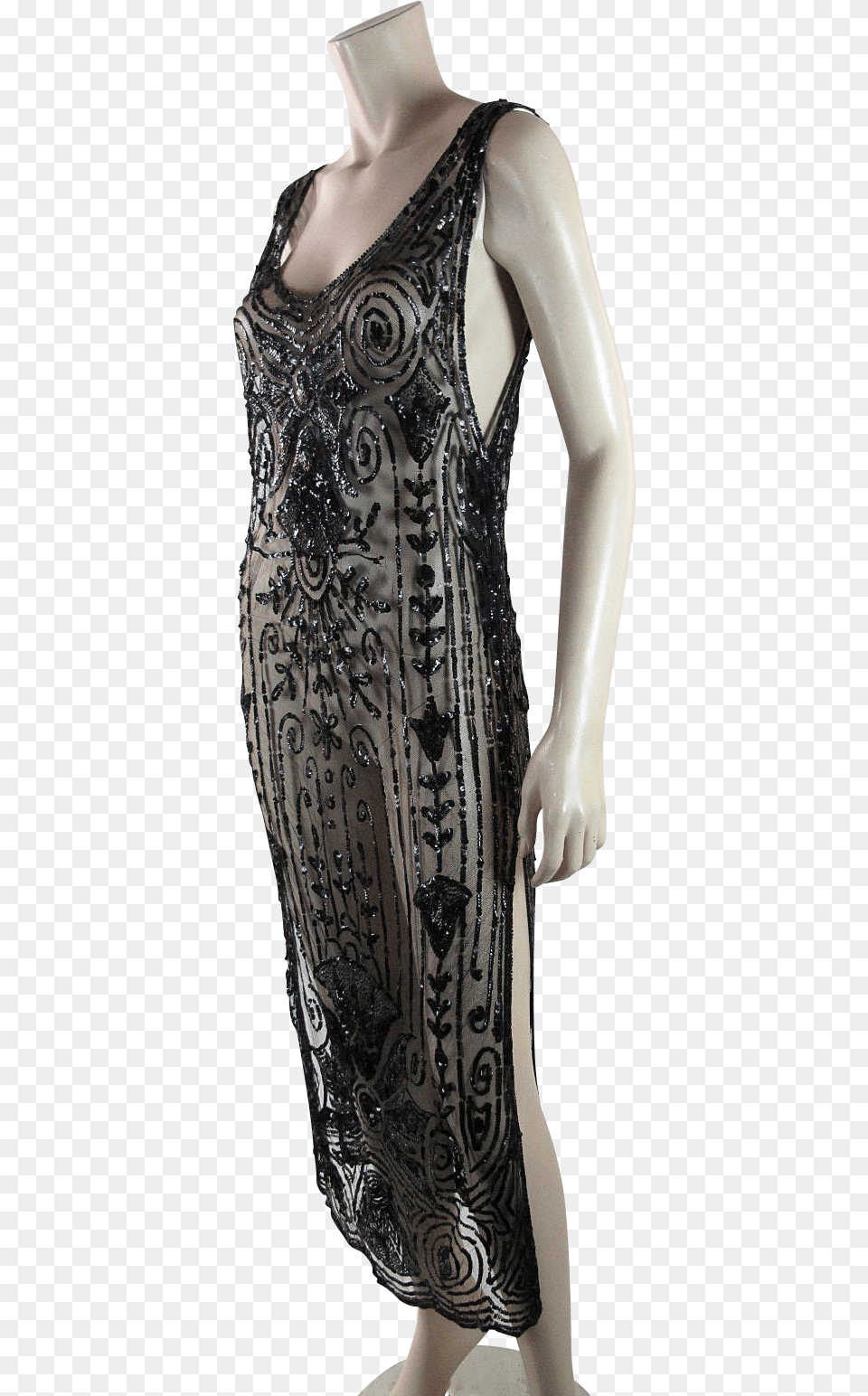 Art Deco Vintage Beaded And Sequined Tabard Cocktail Dress, Clothing, Adult, Female, Person Free Transparent Png