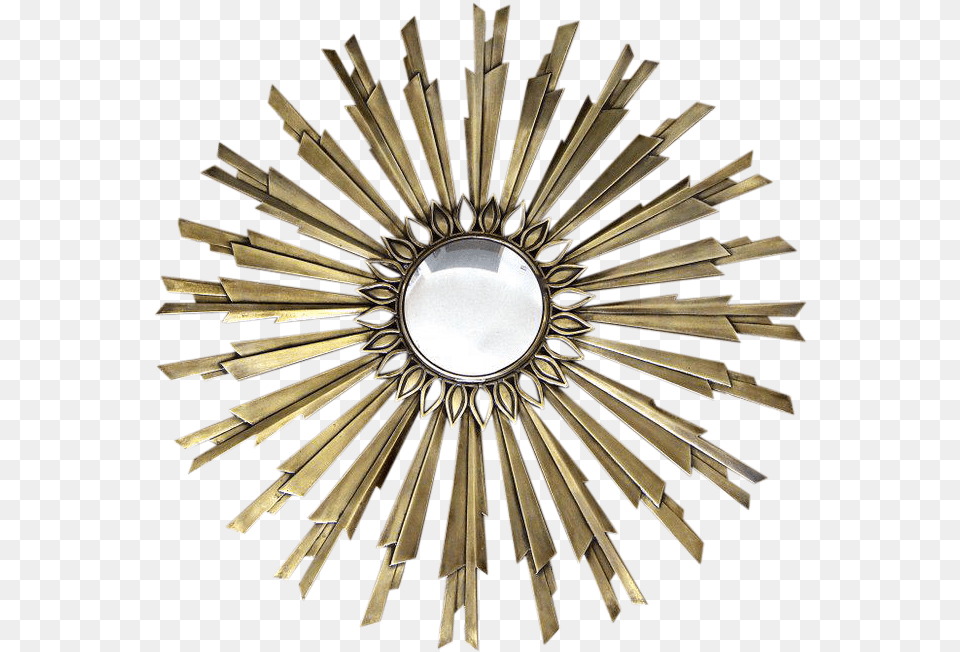 Art Deco Bronze Metal Sunburst Convex Wall Mirror Art Deco Sunburst, Accessories, Jewelry, Brooch, Sword Png Image