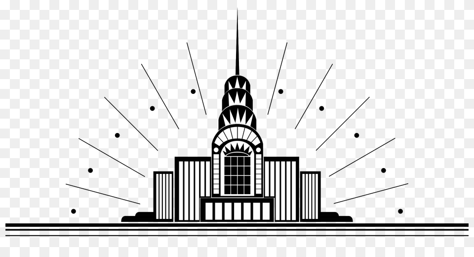 Art Deco City Illustration, Architecture, Building, Spire, Tower Png Image