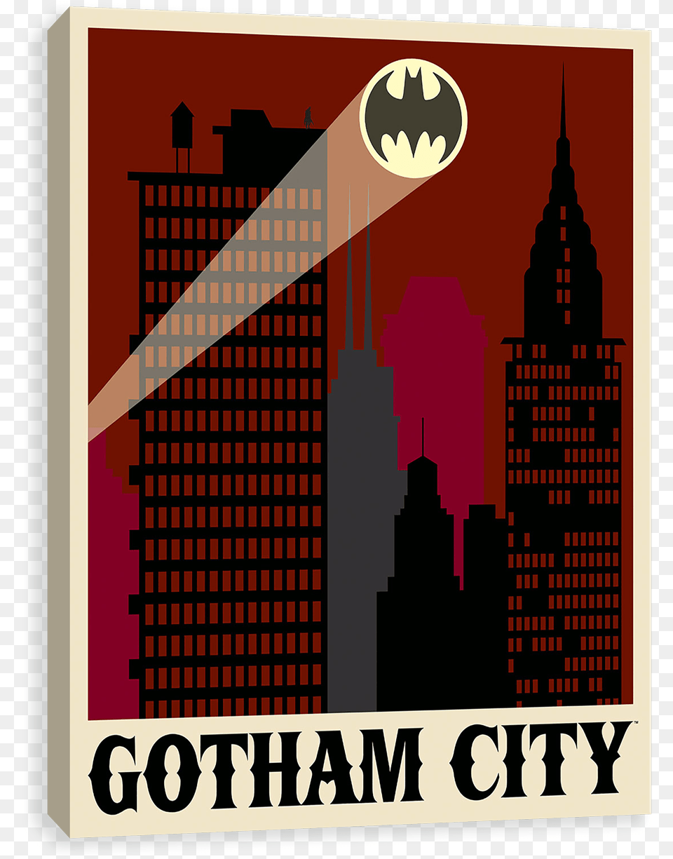 Art Deco Justice Art Print Gotham City Travel Poster At Size, Architecture, Building, Tower, Logo Free Png