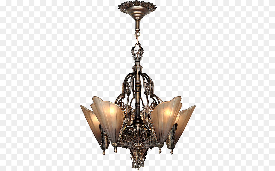 Art Deco Lighting, Bronze, Chandelier, Lamp, Light Fixture Free Png Download