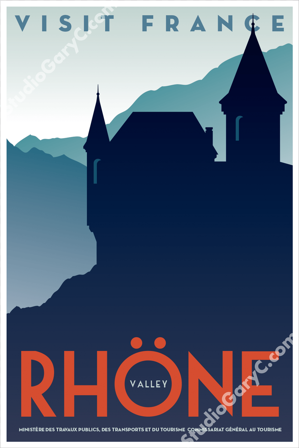 Art Deco Rhone Valley Travel Poster Art Deco, Advertisement, Book, Publication Free Png Download