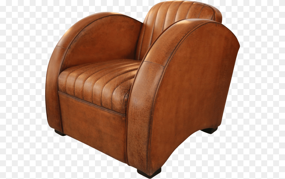 Art Deco Round Arm Chair In Distressed Leather Art Deco Arm Chair, Armchair, Furniture Free Png Download