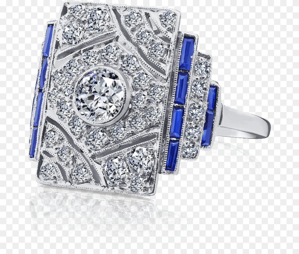 Art Deco Sapphire Diamond Ring, Accessories, Gemstone, Jewelry Free Png Download