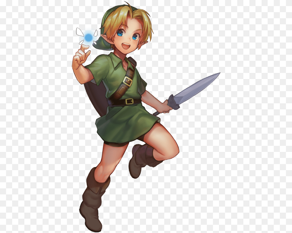 Art Gaming Link Legend Of Zelda Navi Ocarina Of Time Ocarina Of Time Link And Navi, Publication, Book, Comics, Baby Png Image