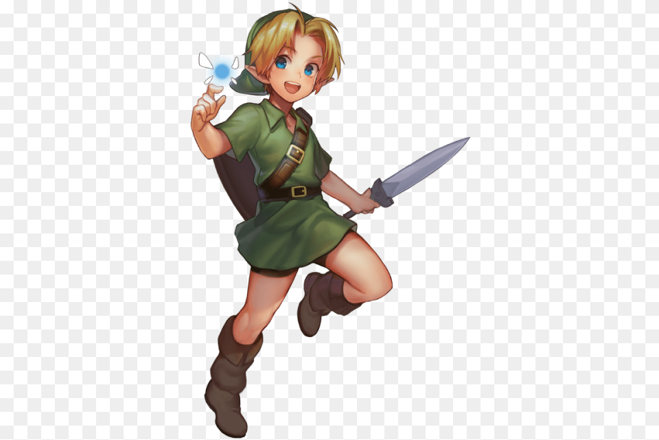 Art Gaming Link Legend Of Zelda Navi Ocarina Of Time Young Link And Navi, Publication, Book, Comics, Baby Png Image