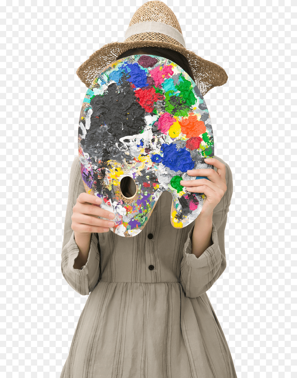Art Girl, Paint Container, Adult, Sun Hat, Person Png