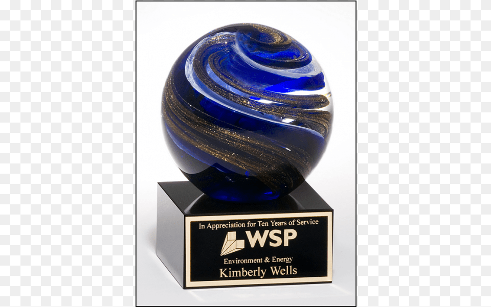 Art Glass Globe With Blue White And Metallic Gold Artistic Award, Sphere, Jar, Accessories, Gemstone Free Png