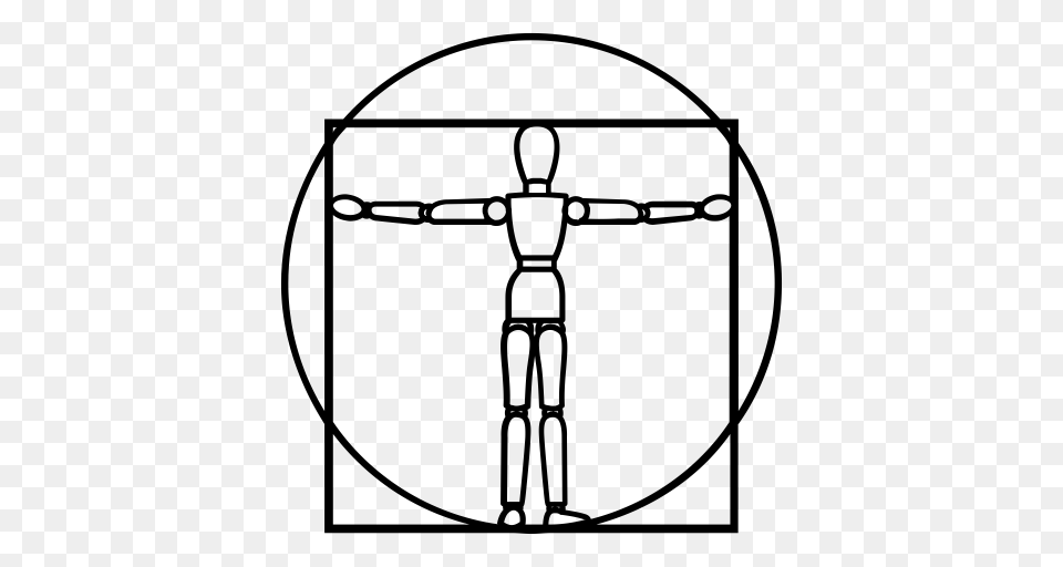 Art Golden Ratio Mannequin Proportion Vitrubio Icon, Gray Free Png Download