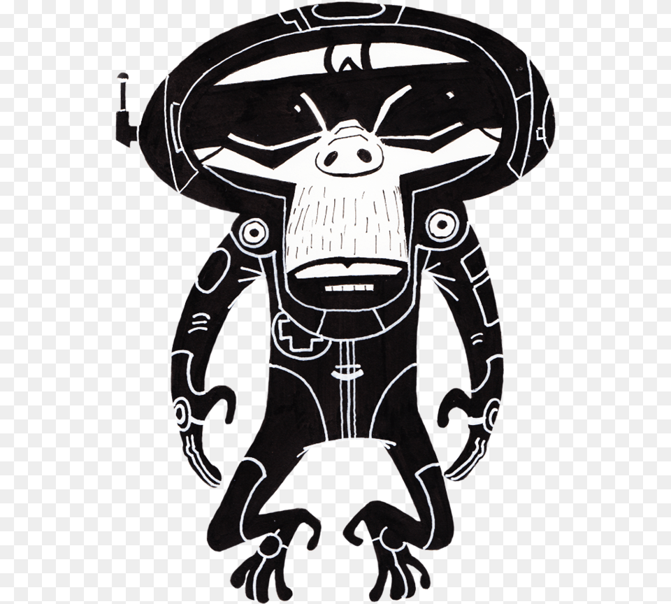 Art Gorillaz Stencil Space Monkey Black And White, Baby, Person, Alien, Sticker Free Png