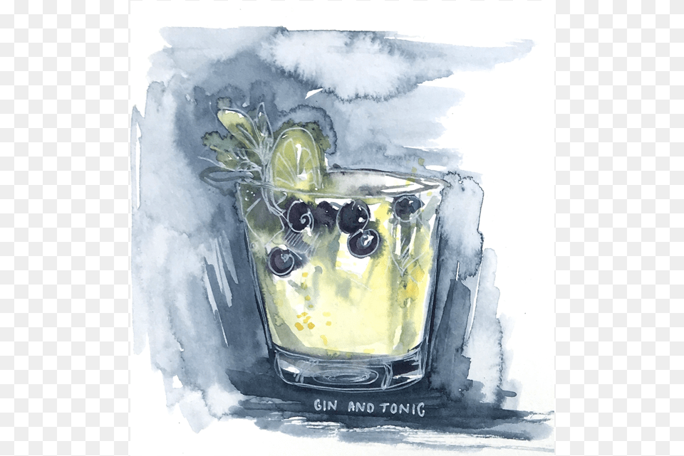 Art Illustration Watercolour Painting Ginandtonic 011 Dainfern By The Baron, Glass, Beverage, Lemonade, Alcohol Png Image