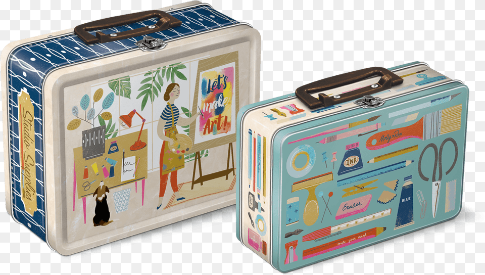 Art Lover Lunch Box Tins Art, Baggage, Person, First Aid, Suitcase Free Png