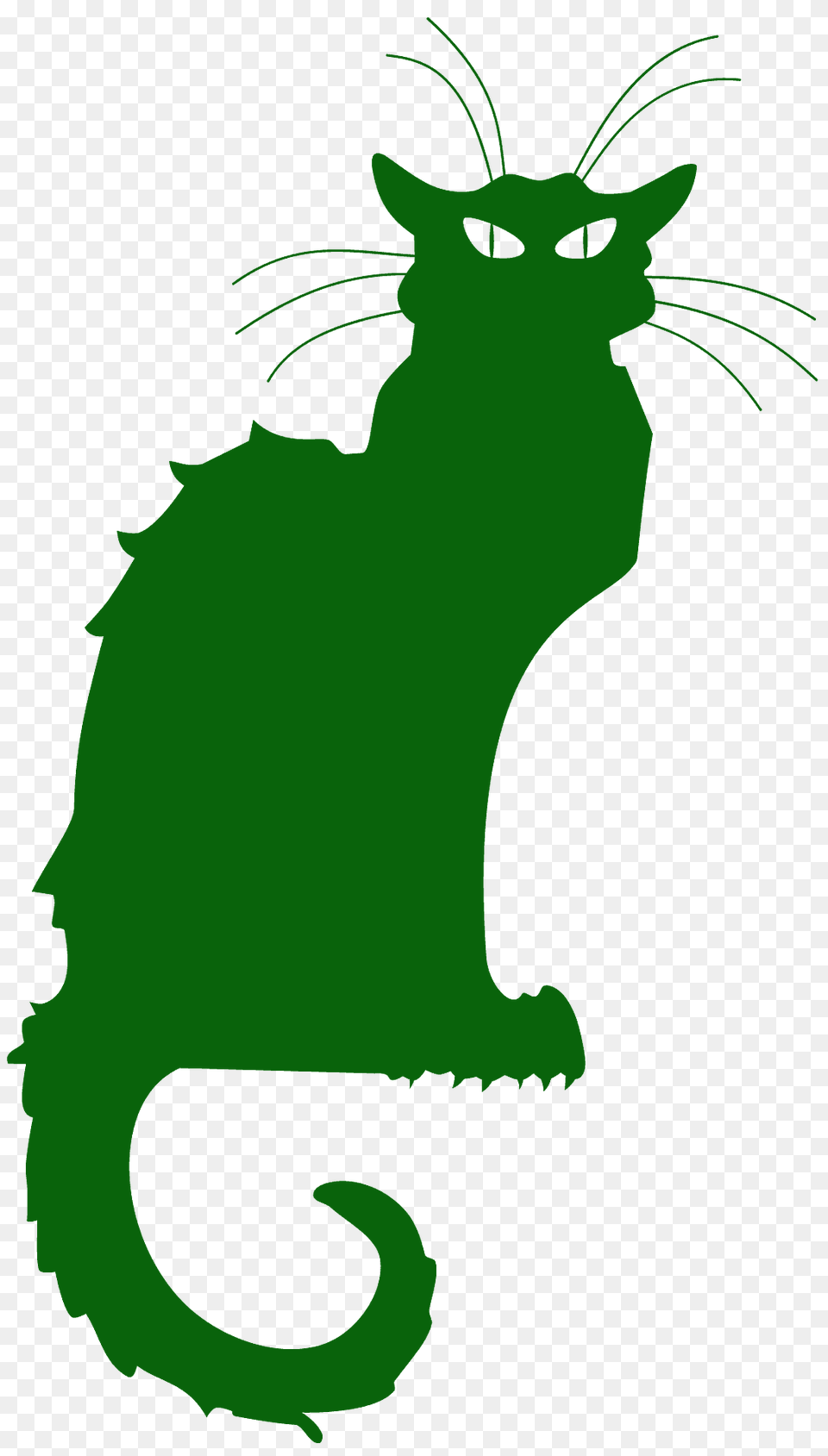 Art Nouveau Black Cat Silhouette, Animal, Mammal, Pet Png Image