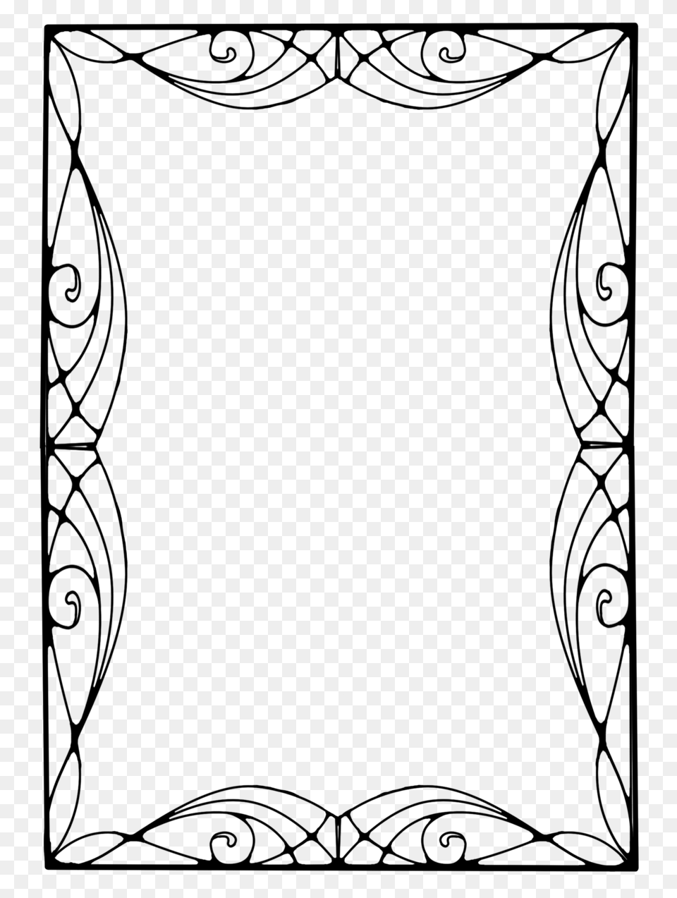 Art Nouveau Border Clipart, Gray Free Png