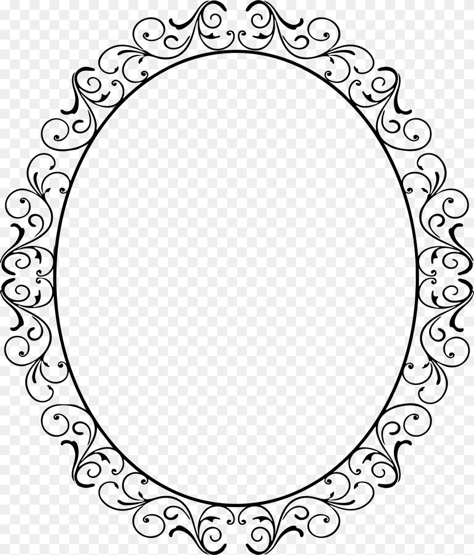 Art Nouveau Frame Oval, Gray Free Png