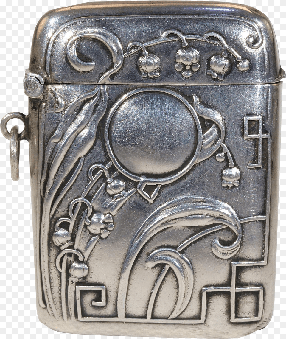 Art Nouveau German Silver Pendant Match Safe Lily Of Silver, Lighter, Accessories Png Image
