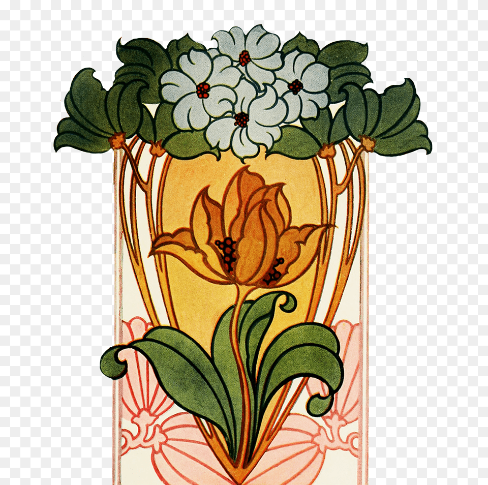 Art Nouveau Picture Gallery Flower Art Nouveau, Floral Design, Graphics, Pattern, Plant Png