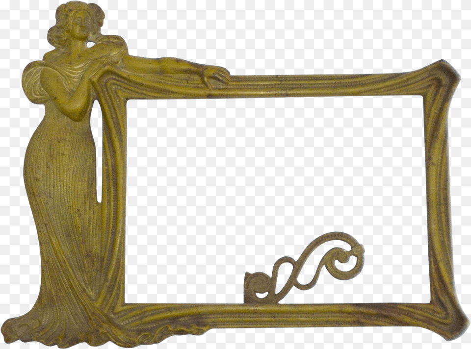 Art Nouveau Woman Picture Frame, Bronze, Accessories, Buckle, Person Free Png