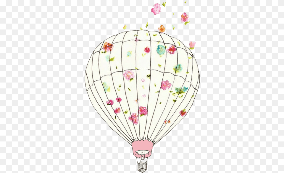 Art Pink Floral Transparent Bubblegum Overlay Hot Air Cute Hot Air Balloon, Aircraft, Hot Air Balloon, Transportation, Vehicle Png