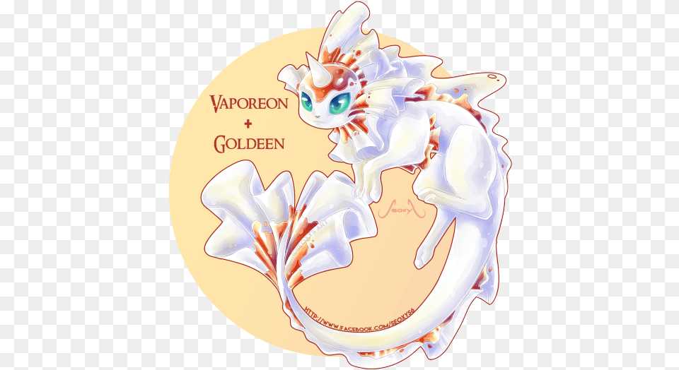 Art Pokemon Fanart Artwork Watercolor Fish Eevee Jolteon Vaporeon And Goldeen Fusion, Book, Comics, Publication, Animal Png