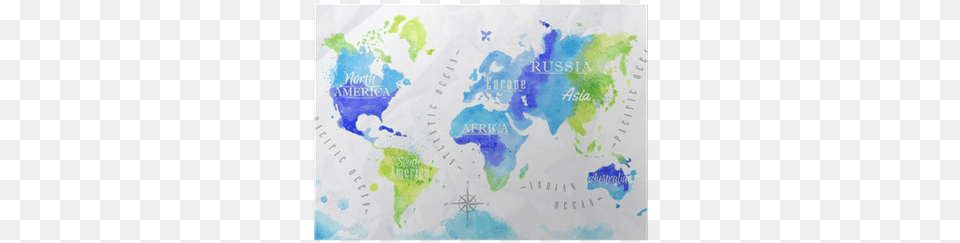 Art Print Anna42f39s Watercolor World Map Green Blue, Chart, Plot, Atlas, Diagram Png Image