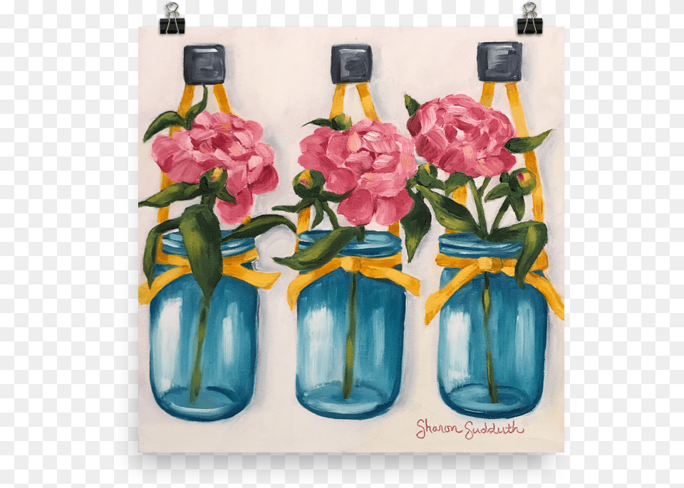 Art Print Quotpretty Pink Peoniesquot Bottles Amp Blooms Series, Jar, Flower, Plant, Petal Png Image