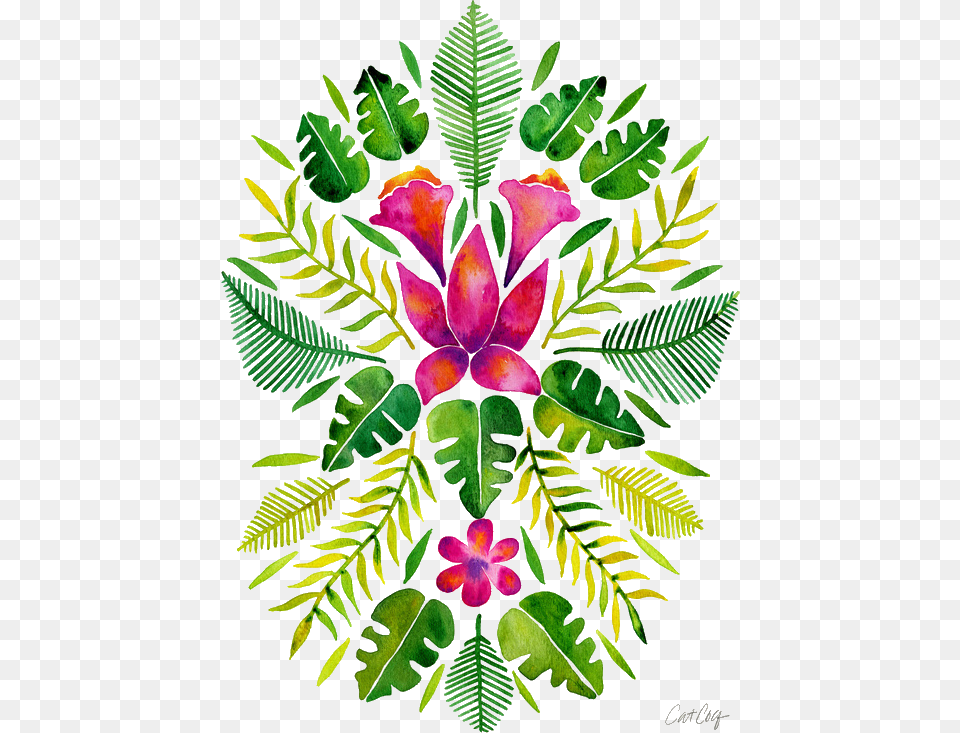 Art Print Tropical Symmetry Pink And Green, Pattern, Leaf, Plant, Graphics Png Image