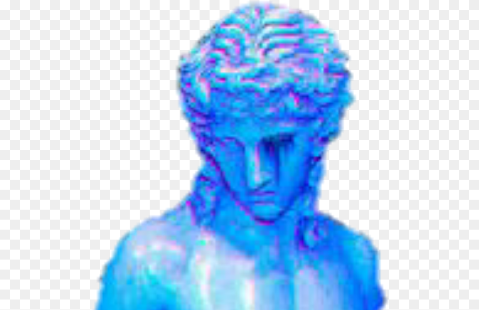 Art Vaporwave Lofi Sculpture Angel Blue Aesthetic Vaporwave Blue Aesthetic, Person, Head, Face Free Png Download