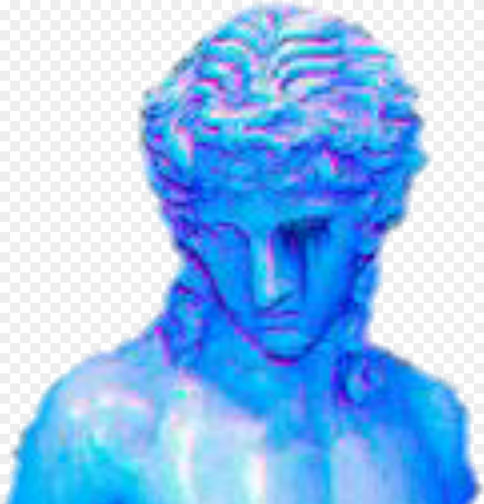 Art Vaporwave Lofi Sculpture Angel Blue Aesthetic Vaporwave Wallpaper Iphone, Person, Head, Face Free Png