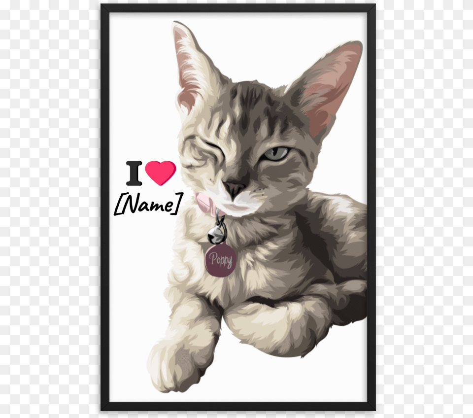 Art Your Cat Your Cat On Framed Matte Paper Poster Kitten, Animal, Mammal, Pet, Canine Png