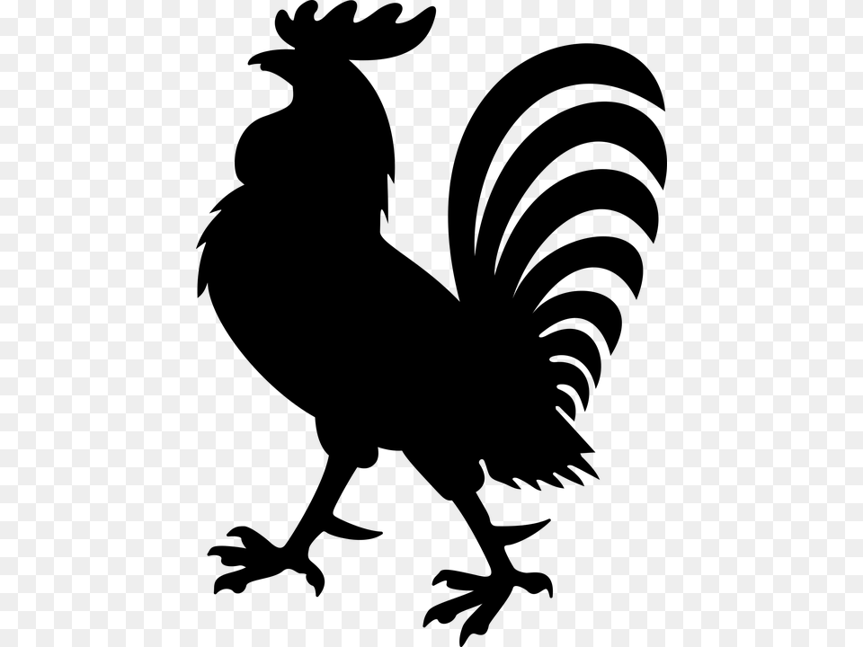 Artbeaktailblack And Whitewingcoloring Rooster Coat Of Arms, Gray Free Transparent Png