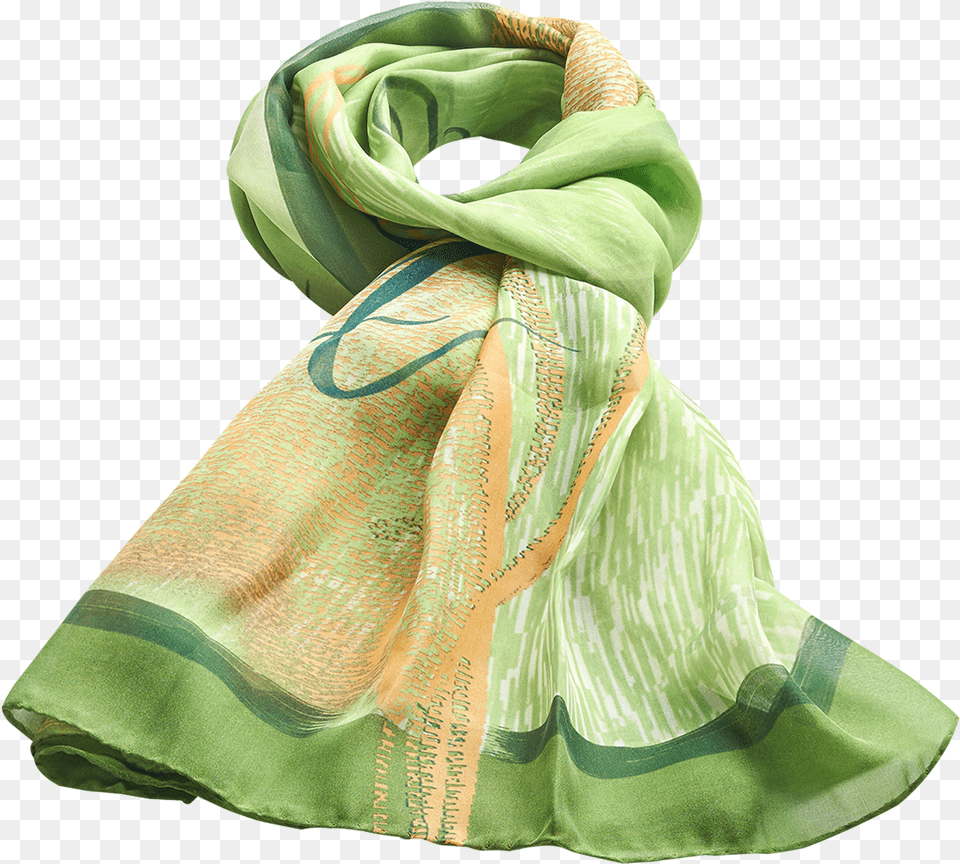 Artemis Chiffon Schal Grn Scarf, Clothing, Silk, Adult, Stole Free Png Download