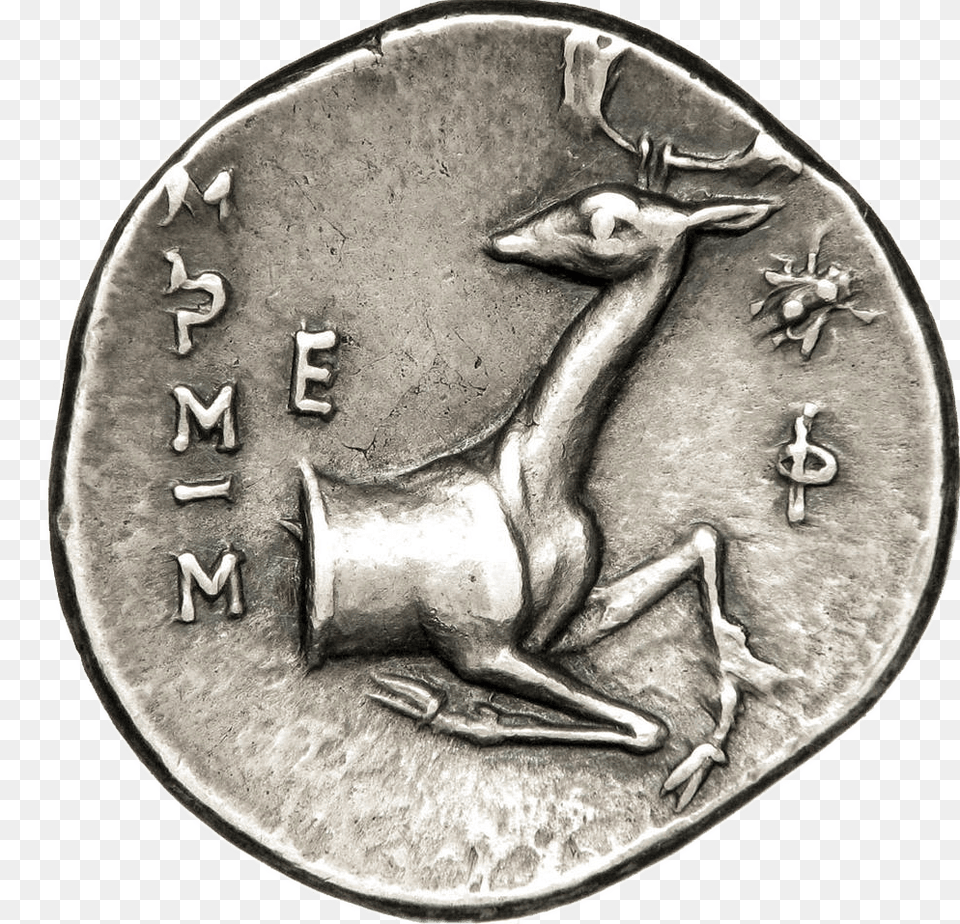 Artemis Coin With Depiction Of Deer, Money, Nickel Png Image