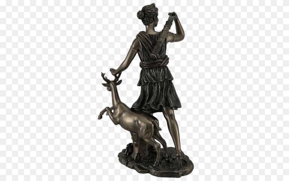 Artemis Goddess Of Hunting Back View, Bronze, Adult, Female, Figurine Free Png Download