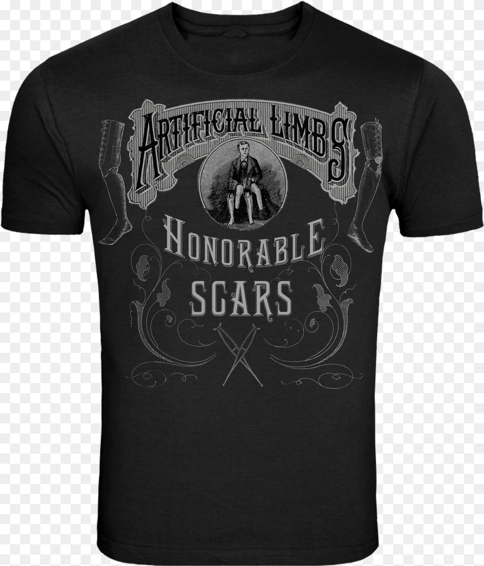 Artificiallimbs Honorablescars Tee, Clothing, Shirt, T-shirt, Person Free Png Download