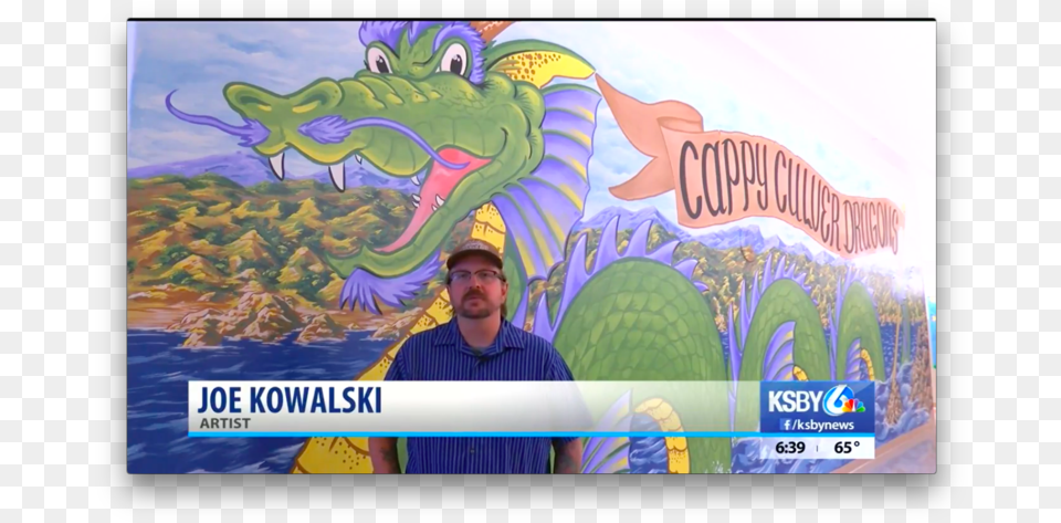 Artist Joe Kowalski With The New Dragon Mural At Cappy Poster, Adult, Male, Man, Person Png Image